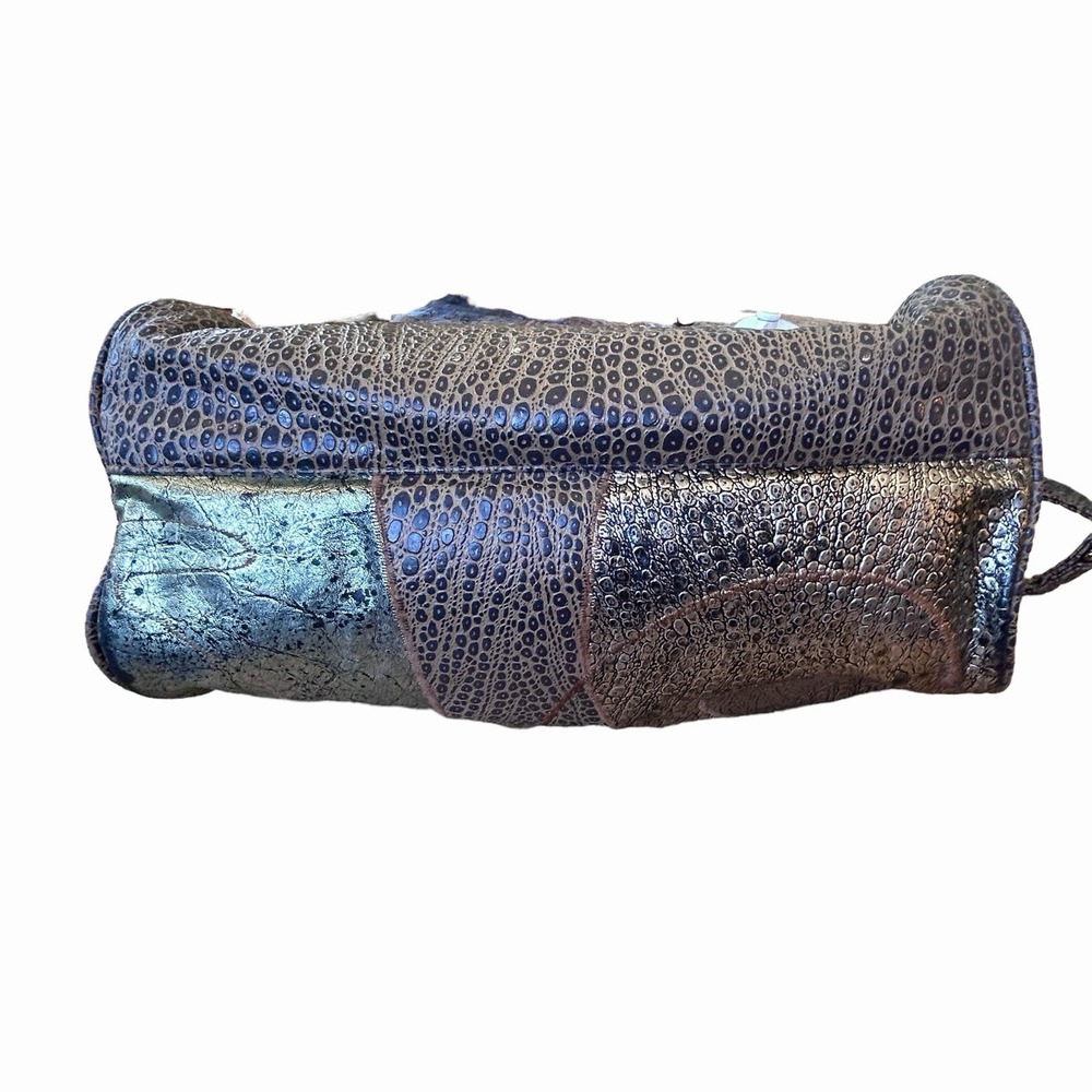 Metallic Blue Patterned Shoulder Bag - Picture 8 of 16